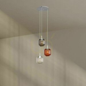 Ljuskrona s.luce Velo vit glas metall 3-armad Ø40 cm small 8