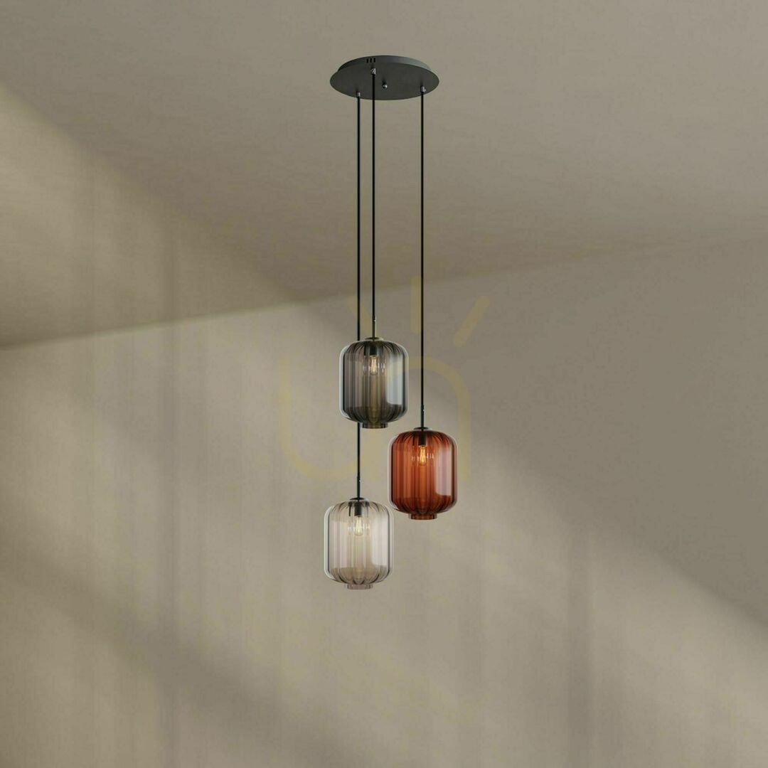 Kontrollera Ljuskrona s.luce Velo brun glas metall 3-armad Ø40 cm Ljuskrona s.luce Velo brun glas metall 3-armad Ø40 cm
