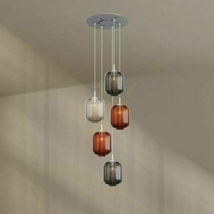 Pendellampa s.luce Velo 5-ljus, flerfärgat glas, vitt takfäste Ø 60 cm small 15