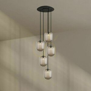 Pendellampa s.luce Velo 5-ljus, flerfärgat glas, vitt takfäste Ø 60 cm small 10