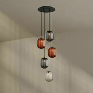 Pendellampa s.luce Velo 5-ljus, flerfärgat glas, vitt takfäste Ø 60 cm small 11