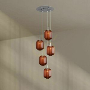 Pendellampa s.luce Velo 5-ljus, flerfärgat glas, vitt takfäste Ø 60 cm small 12