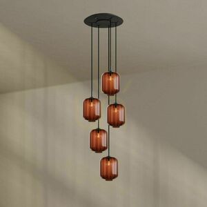 Pendellampa s.luce Velo 5-ljus, flerfärgat glas, vitt takfäste Ø 60 cm small 8