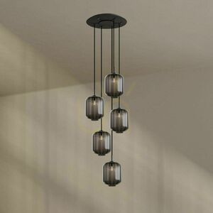 Pendellampa s.luce Velo 5-ljus, flerfärgat glas, vitt takfäste Ø 60 cm small 9