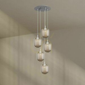 Ljuskrona s.luce Velo 194437, 5×E27, klart glas Ø 25 cm, vit upphängning, takkopp Ø 60 cm small 14