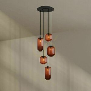 Ljuskrona s.luce Velo 5-lampig brun glas metall Ø60 cm 1 Ljuskrona s.luce Velo 5-lampig brun glas metall Ø60 cm small 1