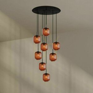 Ljuskrona s.luce Velo 8-armad brun glas metall Ø80 cm small 1