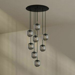 Ljuskrona s.luce Velo 8-armad brun glas metall Ø80 cm small 3