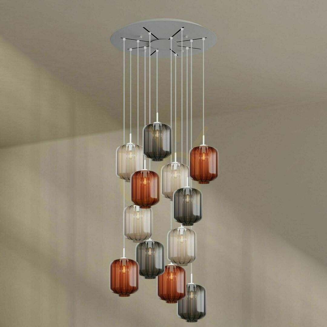 Förhandsvisning Ljuskrona s.luce Velo 12-armad brun glas metall 80 cm Ljuskrona s.luce Velo 12-armad brun glas metall 80 cm