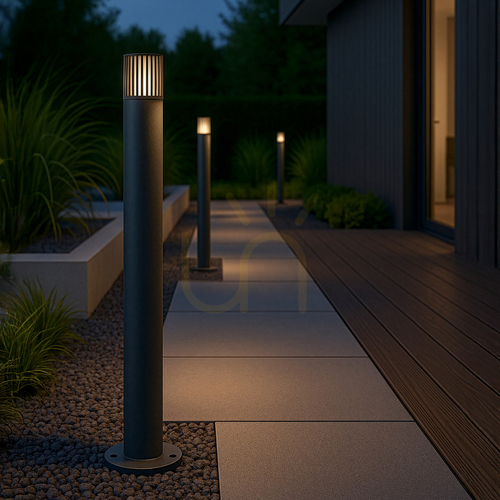 Kontrollera TK-Lighting RIBO Gray 16172 trädgårdspollare, grå, 80 cm, E27 IP54