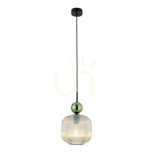 Kontrollera TK-Lighting Sophia Big 11372 pendellampa – grön, konjaksfärgat glas, 1×E27