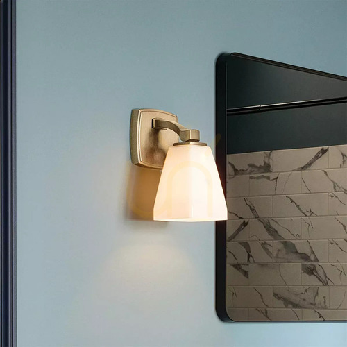 Kontrollera Marant vägglampa – 1 ljuskälla – champagnebrons – opalglasskärm Elstead