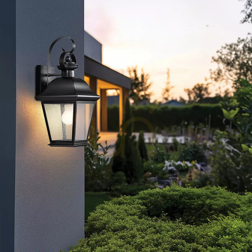 Kontrollera Mount Vernon vägglampa, medelstor – 1 ljuskälla – svart Elstead