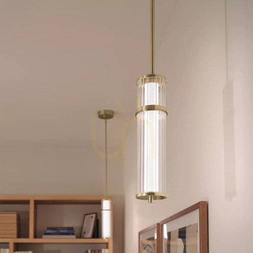 Kontrollera Riven LED-pendel – champagnebrons Elstead