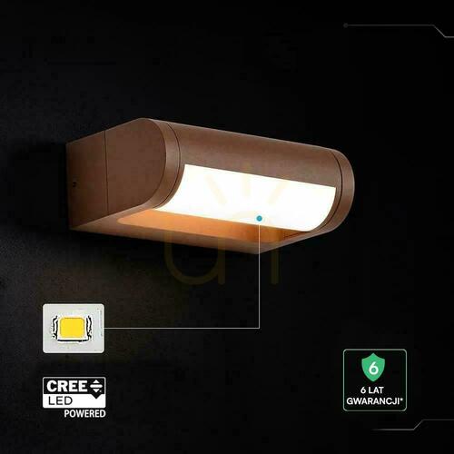Kontrollera V-TAC 10 W CREE-chip, justerbar, IP65, trädgårdsvägglampa i cortenbrunt, VT-120012-C, 3000 K, 1550 lm, 6 års garanti