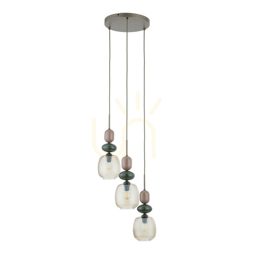 Kontrollera Zen New Brown Botti Cognac taklampa, 3 Xe14, cirkel