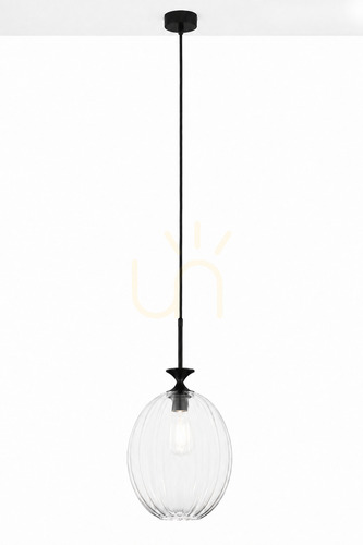Kontrollera Jupiter ORIA 2180 svart pendellampa med räfflad glaskupa E27