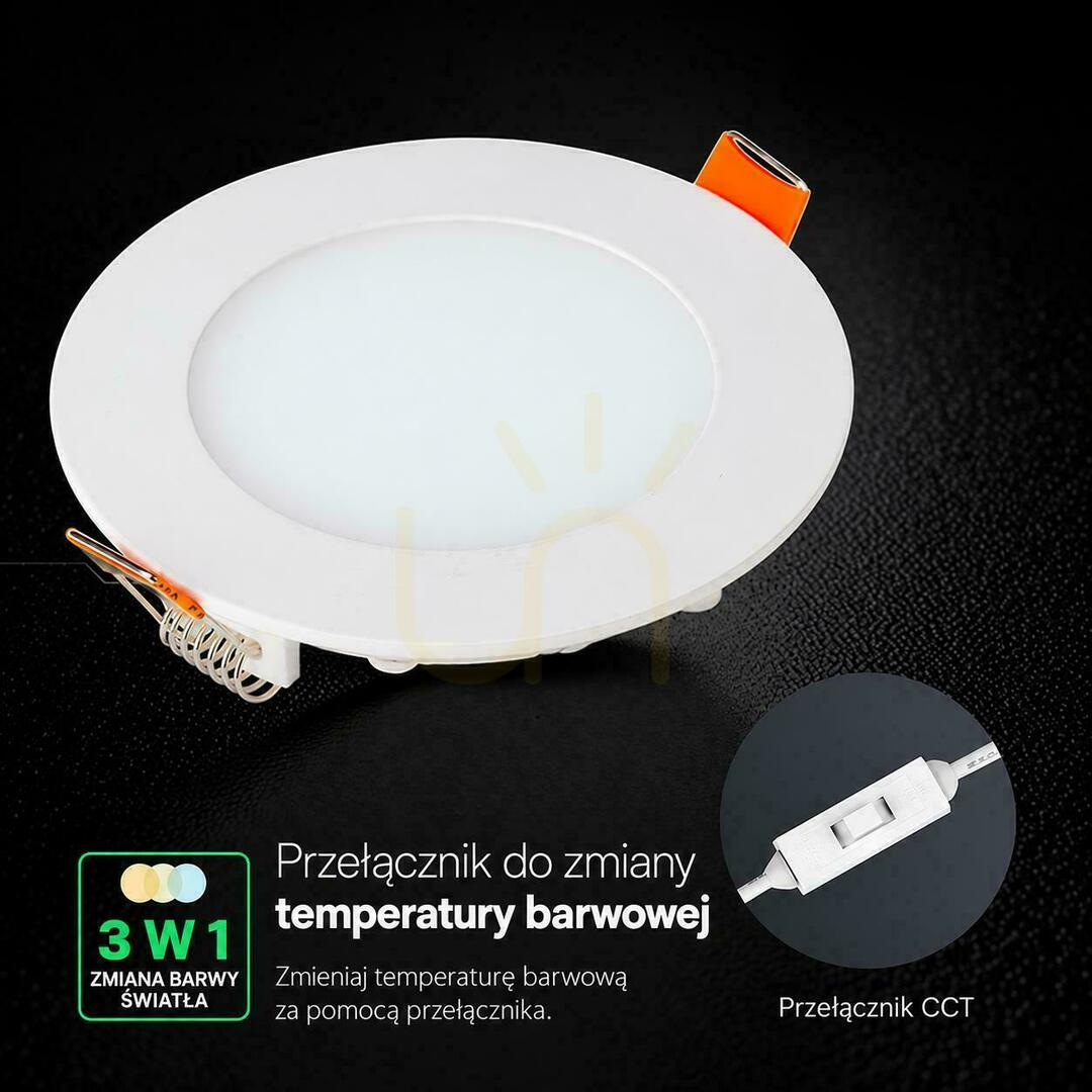 Förhandsvisning V-TAC PRO SLIM 6 W LED-infälld spotlampa med CREE-chip, rund, 120 × 12 mm, CCT VT-607CCT, 480 lm, 6 års garanti V-TAC PRO SLIM 6 W LED-infälld spotlampa med CREE-chip, rund, 120 × 12 mm, CCT VT-607CCT, 480 lm, 6 års garanti