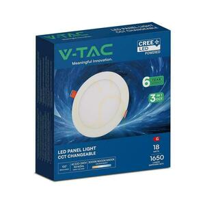 V-TAC PRO SLIM 18 W LED-infälld spotlampa med CREE-chip, rund, 225 x 12 mm, CCT VT-1807CCT, 1 650 lm, 6 års garanti 4 V-TAC PRO SLIM 18 W LED-infälld spotlampa med CREE-chip, rund, 225 x 12 mm, CCT VT-1807CCT, 1 650 lm, 6 års garanti small 4