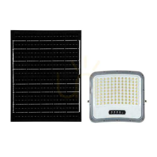 Kontrollera V-TAC 20 W solcellsdriven LED-strålkastare med fjärrkontroll och automatisk timer, IP65, svart, CCT VT-205W 3000 K–4500 K–6500 K, 2000 lm