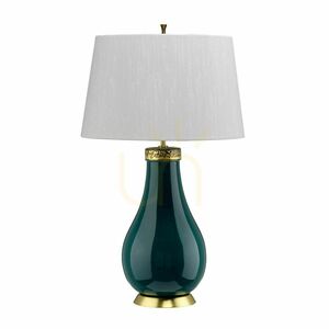 Havering bordslampa - turkos keramik, elfenbensfärgad skärm Quintiesse small 0