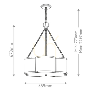 Chance pendellampa Quintiesse 3 x E27, klassisk mässing, opalglas small 7