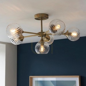 Endon Allegra taklampa antikmässing 6×E14 glas Ø64 cm small 3