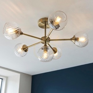 Endon Allegra taklampa antikmässing 6×E14 glas Ø64 cm small 5