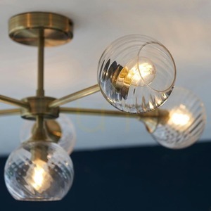 Endon Allegra taklampa antikmässing 6×E14 glas Ø64 cm small 7
