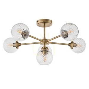 Endon Allegra taklampa antikmässing 6×E14 glas Ø64 cm small 9