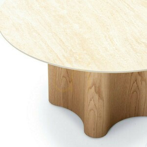 Nova Nook LESUND soffbord 90 cm, sintrad sten med travertinlook, ekfanér small 3