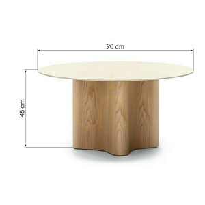 Nova Nook LESUND soffbord 90 cm, sintrad sten med travertinlook, ekfanér small 5