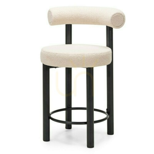 Kontrollera Set med 2 PERER-barstolar, beige med svarta ben, tillverkade av bouclétyg; minsta beställningsantal – 2 stycken, Nova Nook