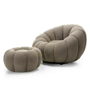 PERLE-puff, cappuccinofärgad, bouclétyg, rundade former från Nova Nook small 5