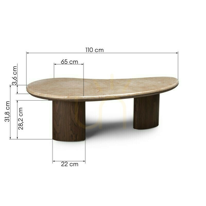 Utsikt ELLE soffbord, 110 cm, mörk valnöt/Nova Nook-marmor ELLE soffbord, 110 cm, mörk valnöt/Nova Nook-marmor