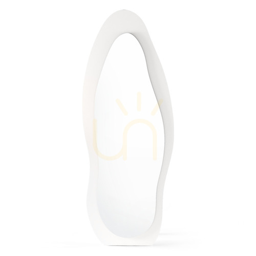 Kontrollera MIRAM golvspegel med LED-belysning, 63 x 160 cm, oregelbunden form, vit Nova Nook