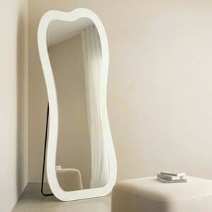 CELLO golvspegel med LED-belysning, 63 x 160 cm, oregelbunden form, vit, Nova Nook small 1