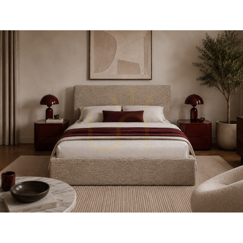 Kontrollera SEMPLICE klädd säng med förvaringsutrymme – 180x200 – GAVA 18 MÖRKBEIGE Nova Nook