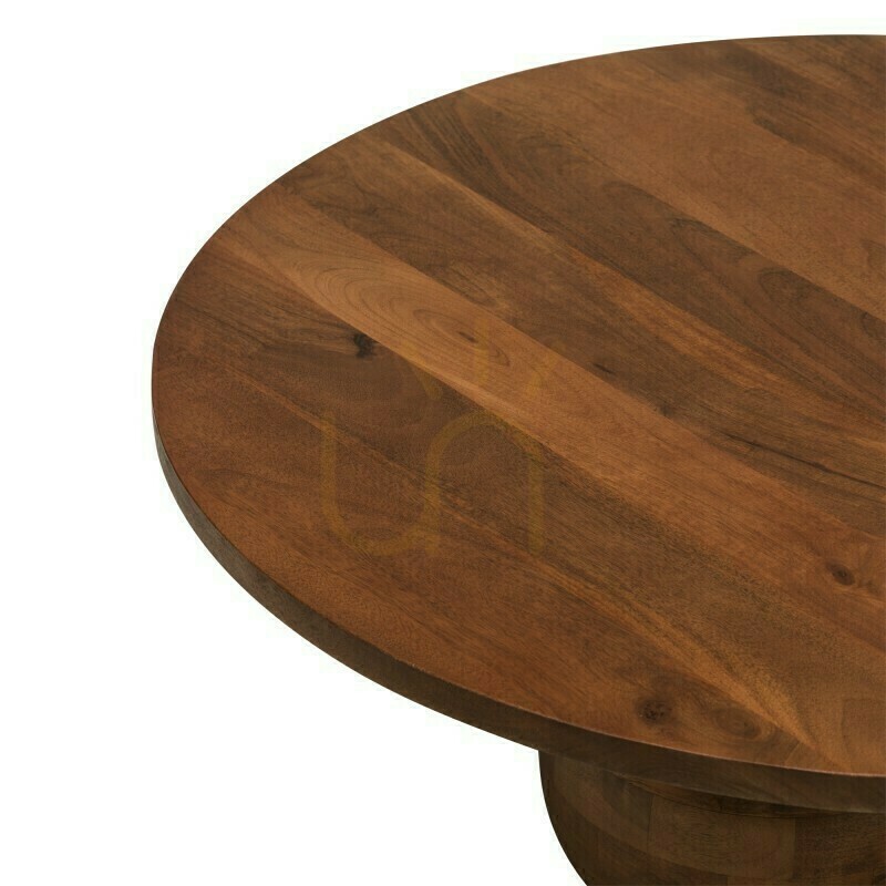 Display MORELO 100 cm soffbord, runt, tillverkat av mangoträ, i mörk valnöt, med rundade former, Nova Nook MORELO 100 cm soffbord, runt, tillverkat av mangoträ, i mörk valnöt, med rundade former, Nova Nook