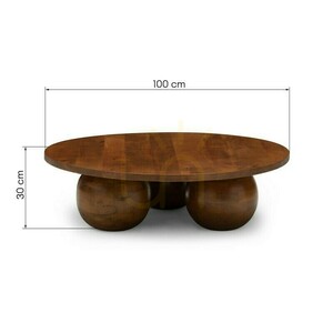MORELO 100 cm soffbord, runt, tillverkat av mangoträ, i mörk valnöt, med rundade former, Nova Nook 7 MORELO 100 cm soffbord, runt, tillverkat av mangoträ, i mörk valnöt, med rundade former, Nova Nook small 7