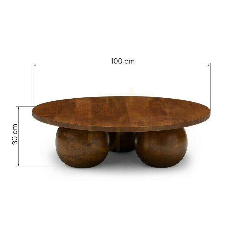 Förhandsvisning MORELO 100 cm soffbord, runt, tillverkat av mangoträ, i mörk valnöt, med rundade former, Nova Nook MORELO 100 cm soffbord, runt, tillverkat av mangoträ, i mörk valnöt, med rundade former, Nova Nook