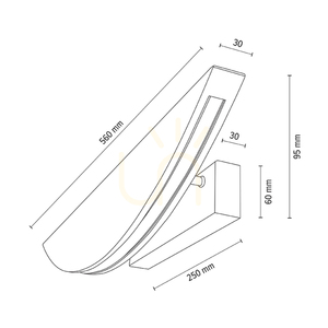 Dubai vägglampa, oljad ek/svart, 1xLED 12,5 W, 56 cm small 3