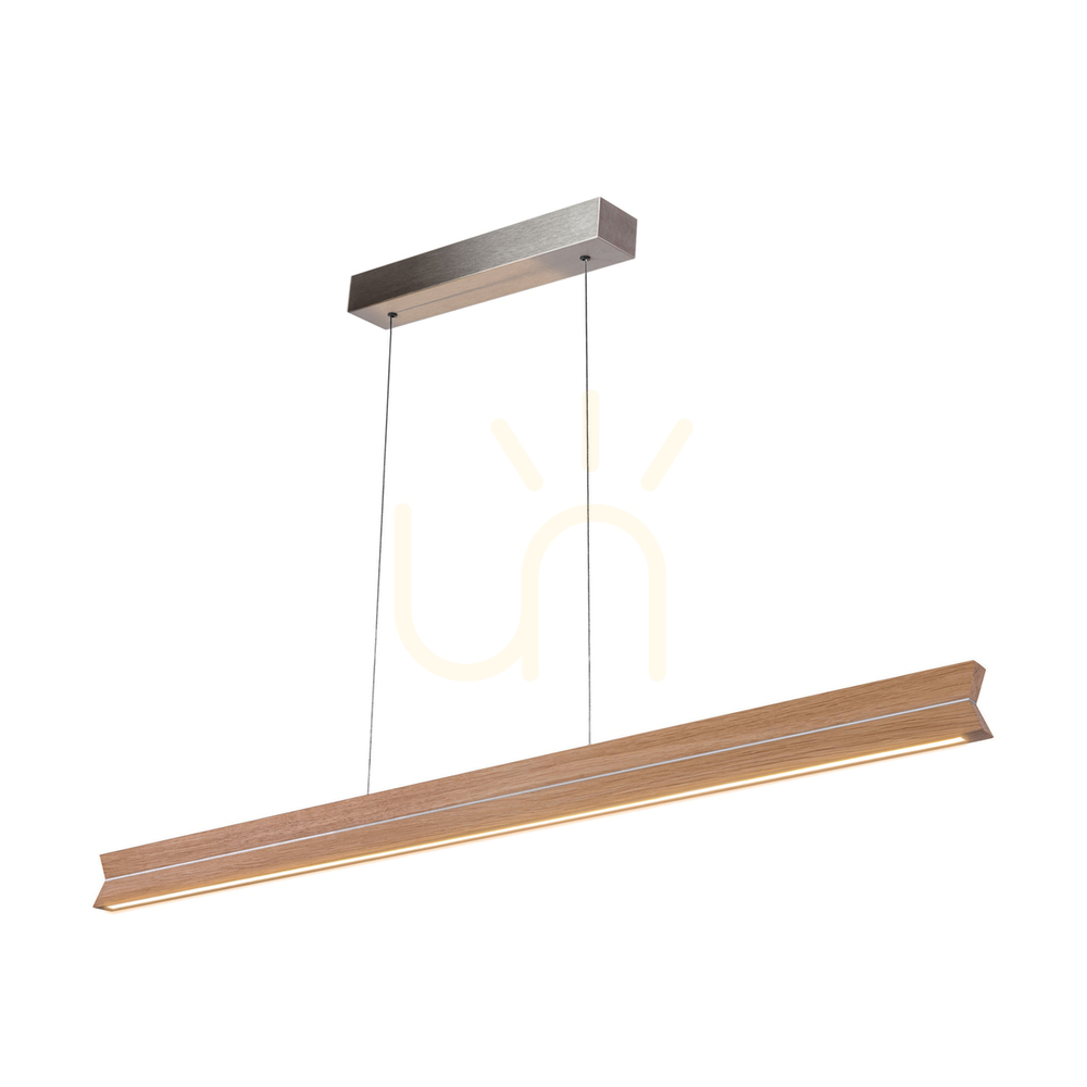 Utsikt Dubbel pendellampa, oljad ek/matt nickel, 3xLED 23 W, upp- och nedriktad belysning, 100 cm Dubbel pendellampa, oljad ek/matt nickel, 3xLED 23 W, upp- och nedriktad belysning, 100 cm