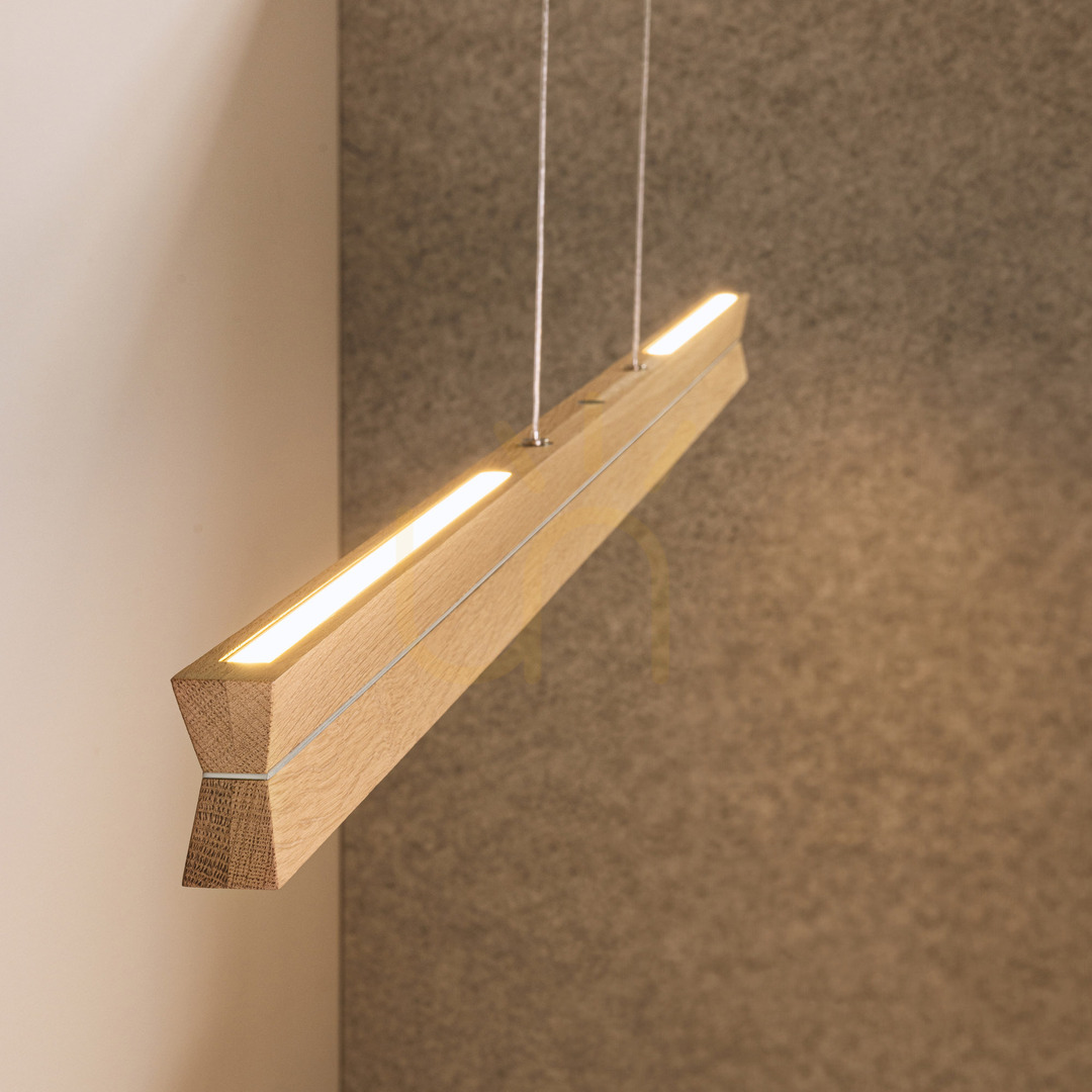 Display Dubbel pendellampa, oljad ek/matt nickel, 3xLED 23 W, upp- och nedriktad belysning, 100 cm Dubbel pendellampa, oljad ek/matt nickel, 3xLED 23 W, upp- och nedriktad belysning, 100 cm