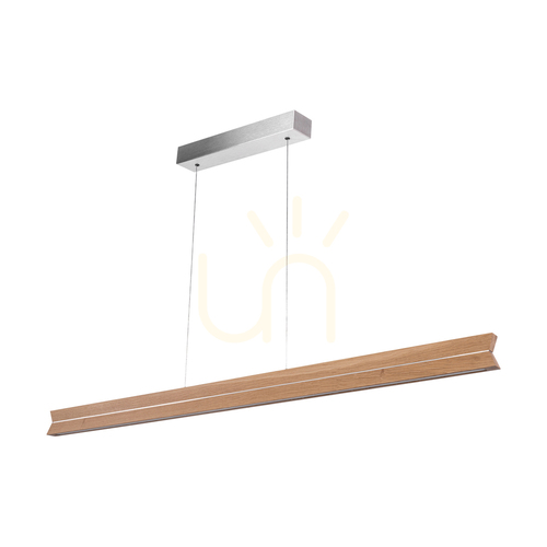 Kontrollera Dubbel pendellampa, oljad ek/matt nickel, 3xLED 29 W, upp- och nedriktad belysning, 120 cm