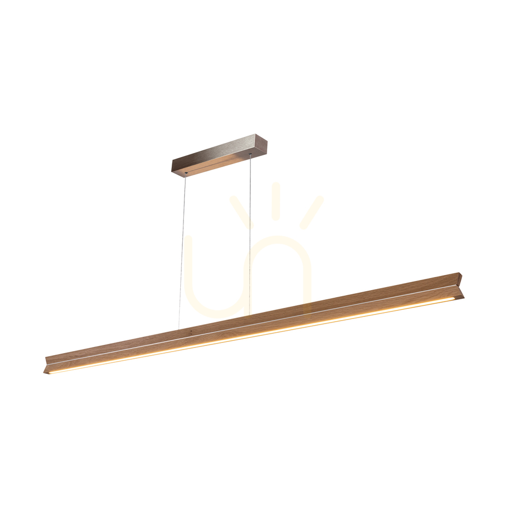 Utsikt Dubbel pendellampa, oljad ek/matt nickel, 3xLED, 42 W, belysning uppåt och nedåt, 160 cm Dubbel pendellampa, oljad ek/matt nickel, 3xLED, 42 W, belysning uppåt och nedåt, 160 cm