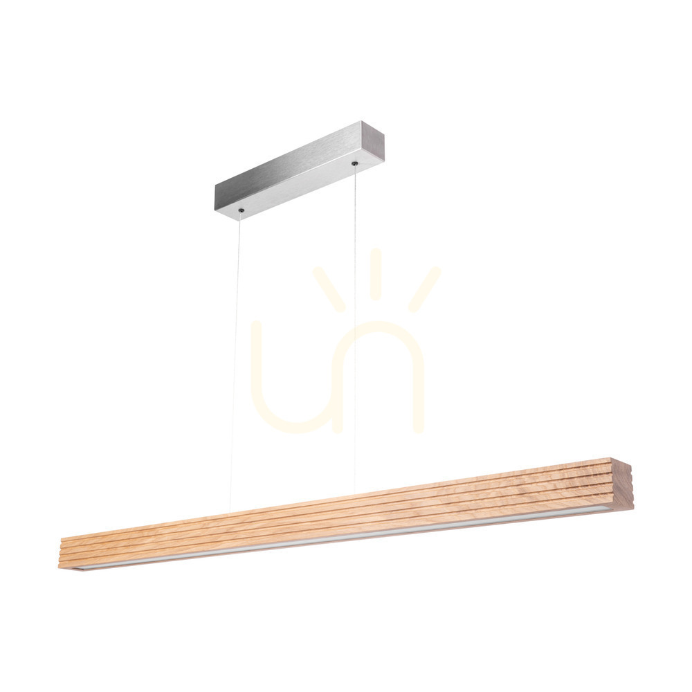 Kontrollera Riflet taklampa, oljad ek/matt nickel, 3xLED, 47 W, belysning uppåt och nedåt, 120 cm Riflet taklampa, oljad ek/matt nickel, 3xLED, 47 W, belysning uppåt och nedåt, 120 cm