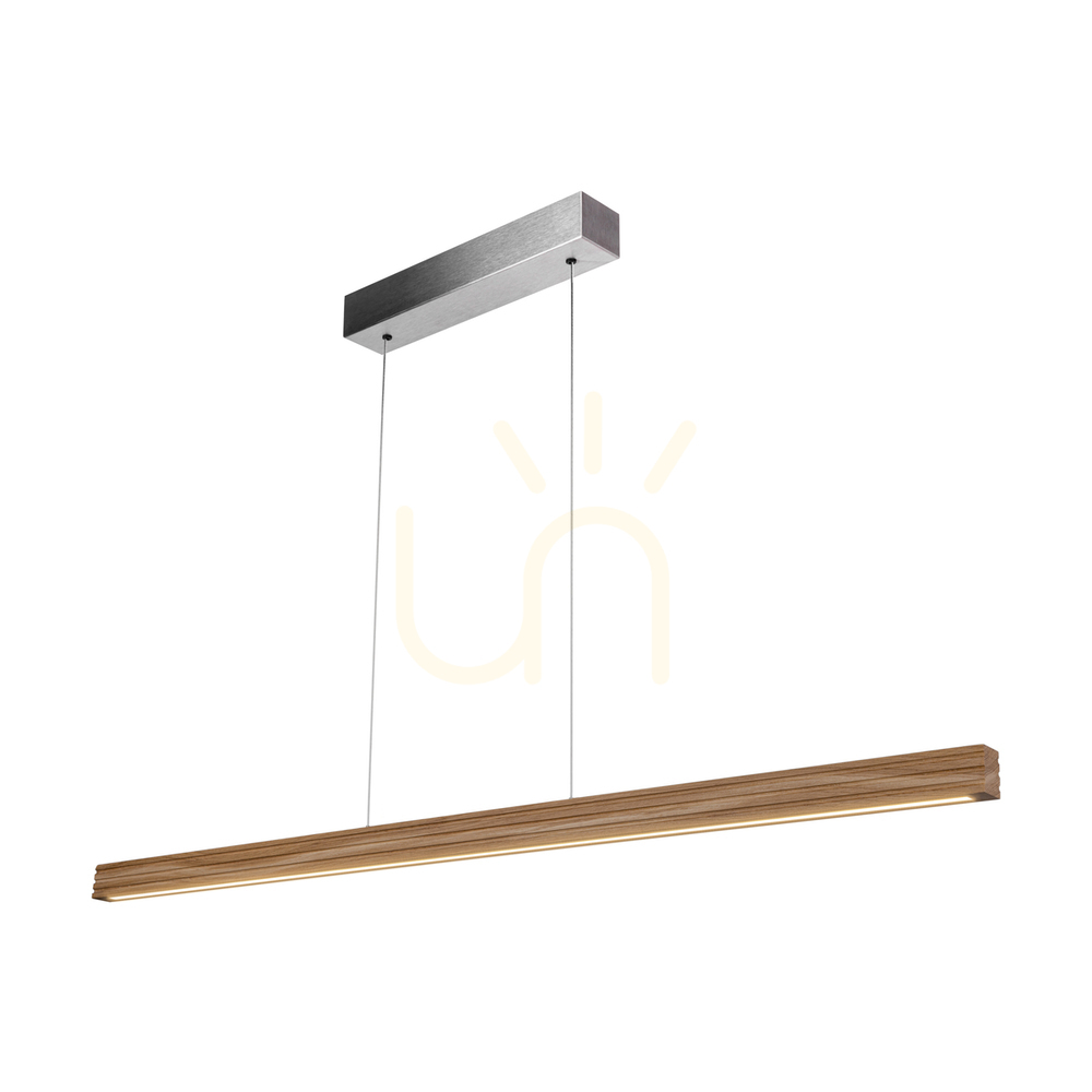Utsikt Riflet taklampa, oljad ek/matt nickel, 3xLED, 28 W, belysning uppåt och nedåt, 120 cm Riflet taklampa, oljad ek/matt nickel, 3xLED, 28 W, belysning uppåt och nedåt, 120 cm