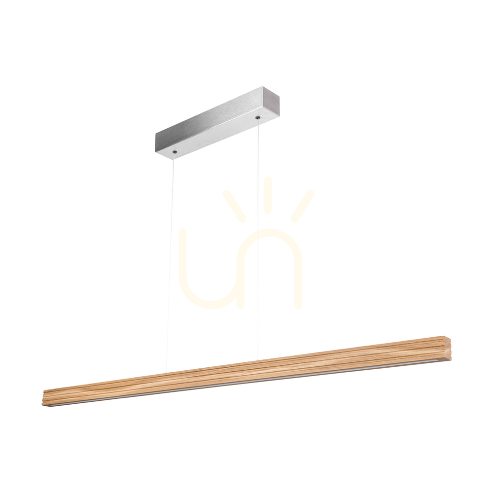 Kontrollera Riflet taklampa, oljad ek/matt nickel, 3xLED, 28 W, belysning uppåt och nedåt, 120 cm Riflet taklampa, oljad ek/matt nickel, 3xLED, 28 W, belysning uppåt och nedåt, 120 cm