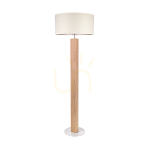 Riflet golvlampa, oljad ek/matt nickel, krämfärgad och silverfärgad lampskärm, 1xE27, Ø50 cm small 0